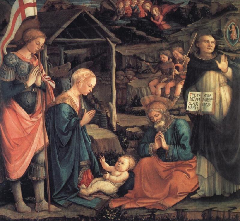 Fra Filippo Lippi The Adoration of the Infant Jesus with St George and St Vincent Ferrer